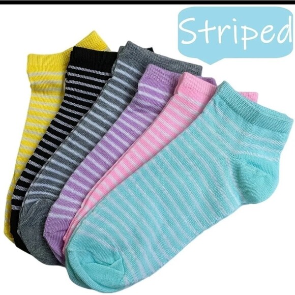 STRIPE multicolor ankle no show sock bundle - Picture 1 of 1